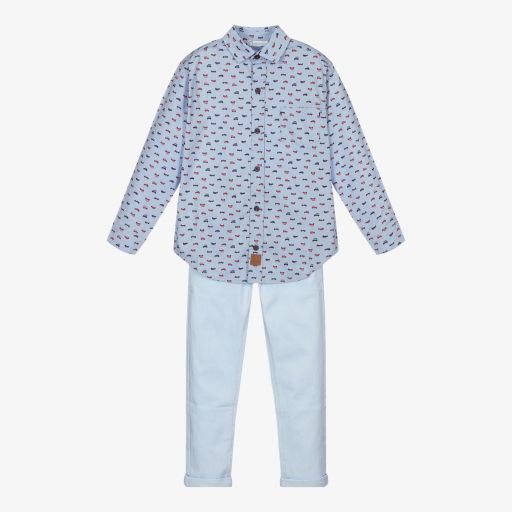 Tutto Piccolo-Blaues Baumwolljeans-Set (J) | Childrensalon Outlet