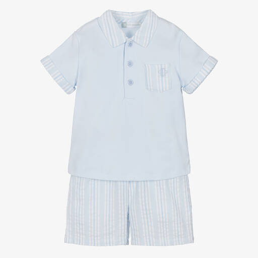 Tutto Piccolo-Boys Blue Cotton Shorts Set | Childrensalon Outlet