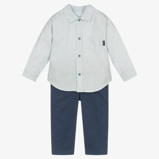 Tutto Piccolo-Boys Blue Cotton Trouser Set | Childrensalon Outlet