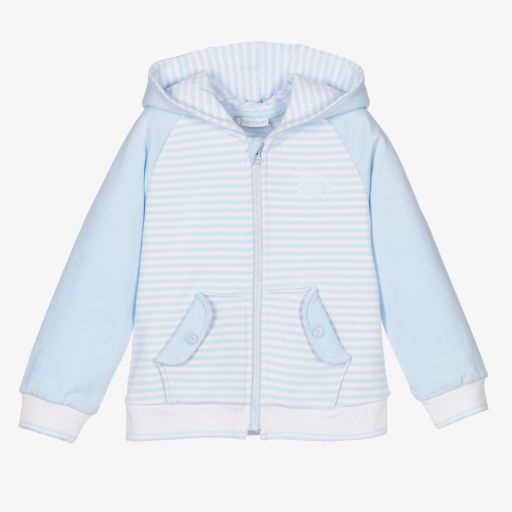 Tutto Piccolo-Boys Blue Cotton Zip-Up Top | Childrensalon Outlet