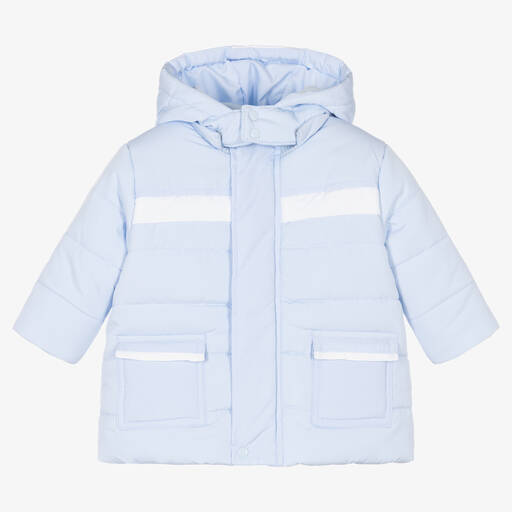 Tutto Piccolo-Boys Blue Padded Hooded Coat | Childrensalon Outlet