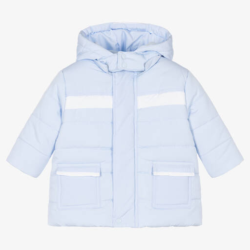 Tutto Piccolo-Blauer gefütterter Kapuzenmantel | Childrensalon Outlet