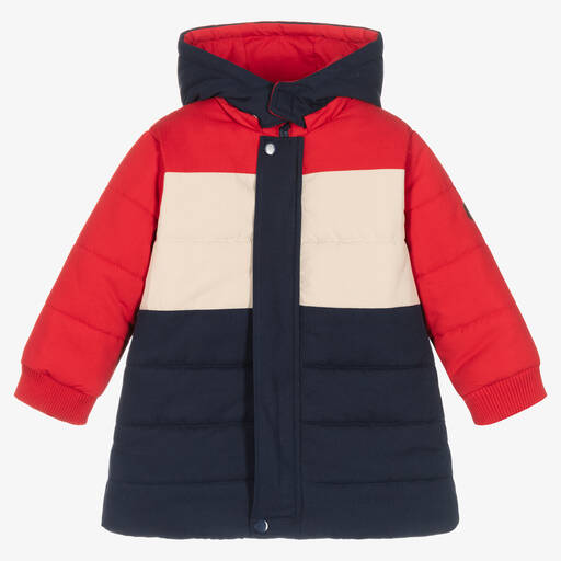 Tutto Piccolo-Boys Blue & Red Colourblock Puffer Coat | Childrensalon Outlet