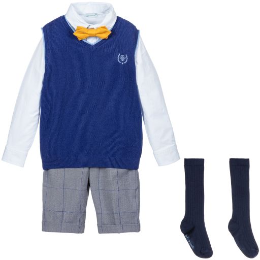 Tutto Piccolo-Boys Blue Shorts Set  | Childrensalon Outlet