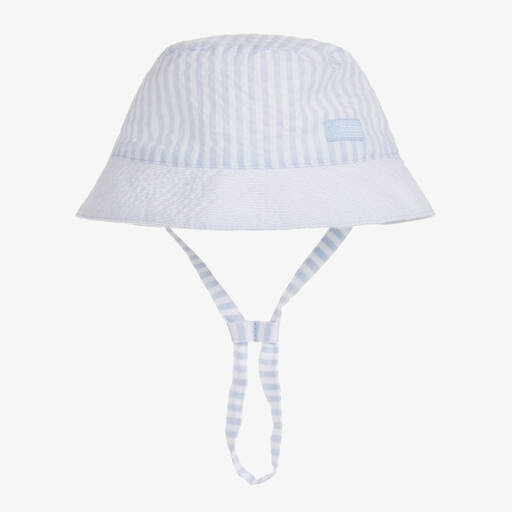 Tutto Piccolo-Boys Blue Stripe Seersucker Bucket Hat | Childrensalon Outlet