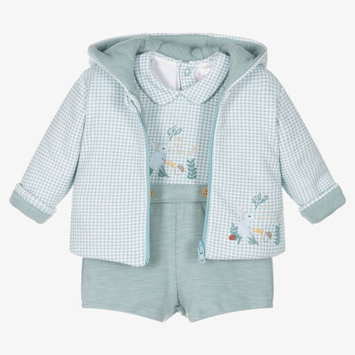 Tutto Piccolo-Рубашка и зеленые шорты в клетку | Childrensalon Outlet