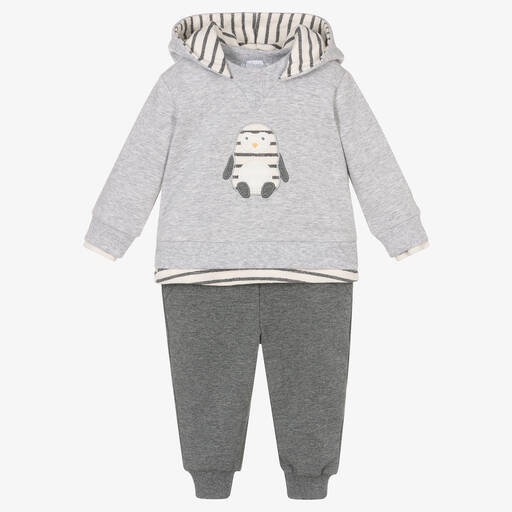 Tutto Piccolo-Boys Grey Marl Cotton Tracksuit | Childrensalon Outlet