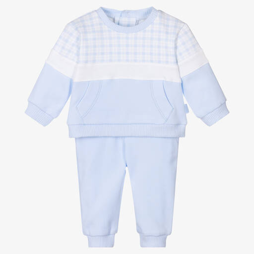 Tutto Piccolo-Boys Light Blue Cotton Tracksuit | Childrensalon Outlet