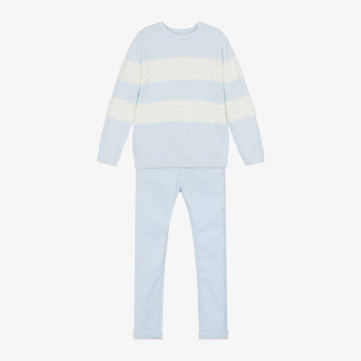 Tutto Piccolo-طقم بنطلون وبلوفر لون أزرق فاتح للأولاد | Childrensalon Outlet