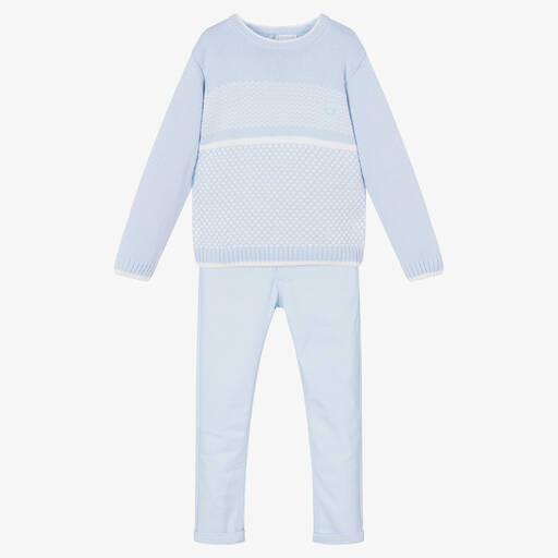 Tutto Piccolo-طقم بنطلون قطن لون أزرق فاتح للأولاد | Childrensalon Outlet