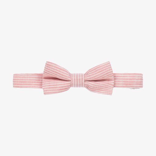 Tutto Piccolo-Boys Pink Striped Linen Bow Tie | Childrensalon Outlet