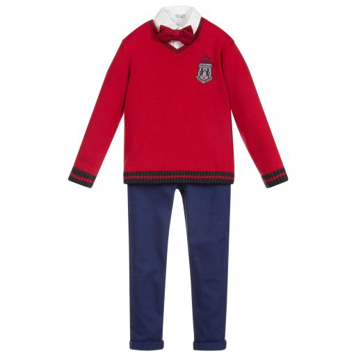 Tutto Piccolo-Boys Red & Blue Trousers Set | Childrensalon Outlet