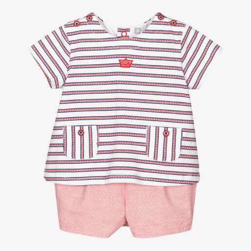 Tutto Piccolo-Boys Red Cotton Shorts Set | Childrensalon Outlet