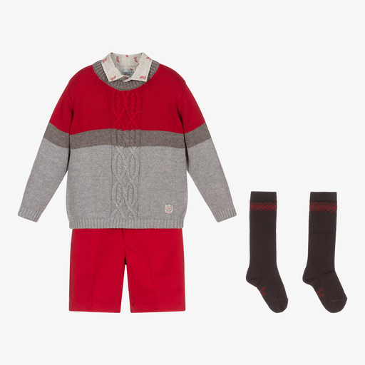 Tutto Piccolo-Shorts-Set in Rot und Grau (J) | Childrensalon Outlet