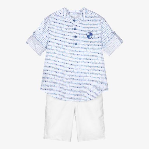 Tutto Piccolo-Boys White Cotton Shorts Set | Childrensalon Outlet