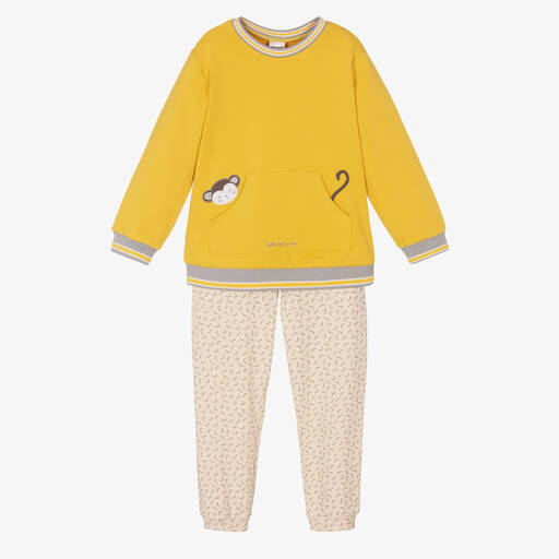 Tutto Piccolo-Boys Yellow Monkey Tracksuit | Childrensalon Outlet
