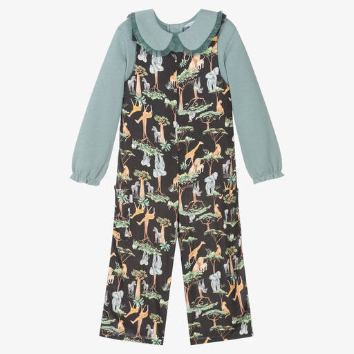 Tutto Piccolo-Girls Animal Dungaree Set | Childrensalon Outlet