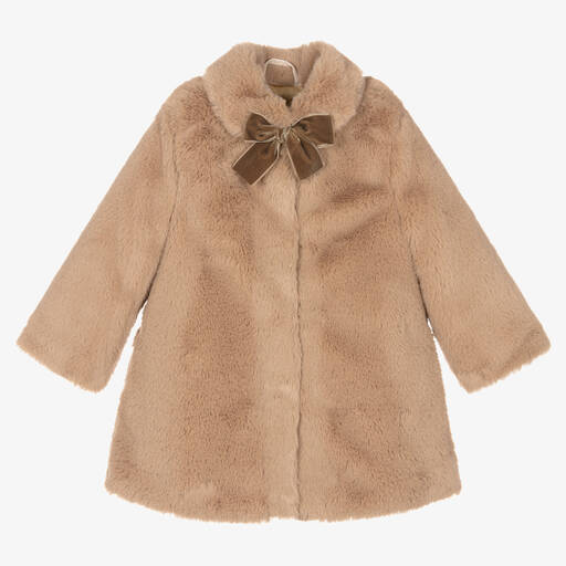 Tutto Piccolo-Girls Beige Faux Fur Coat | Childrensalon Outlet