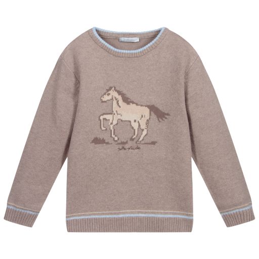 Tutto Piccolo-Girls Beige Knitted Jumper | Childrensalon Outlet