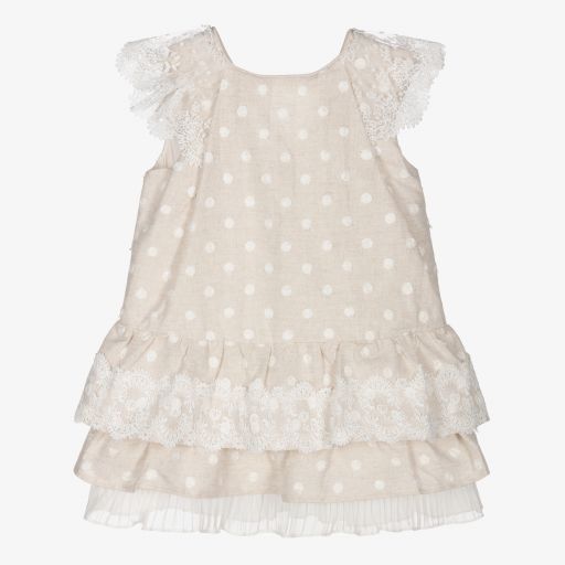 Tutto Piccolo-Beiges Leinenkleid für Mädchen | Childrensalon Outlet