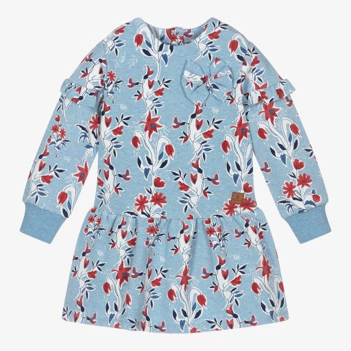 Tutto Piccolo-Girls Blue Floral Dress Set | Childrensalon Outlet