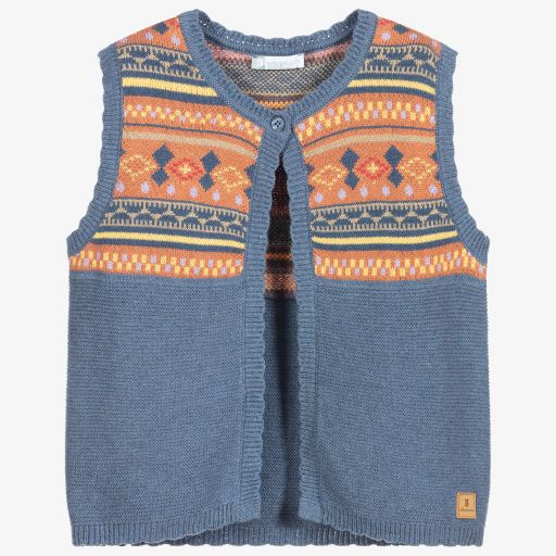 Tutto Piccolo-Girls Blue Knitted Waistcoat | Childrensalon Outlet