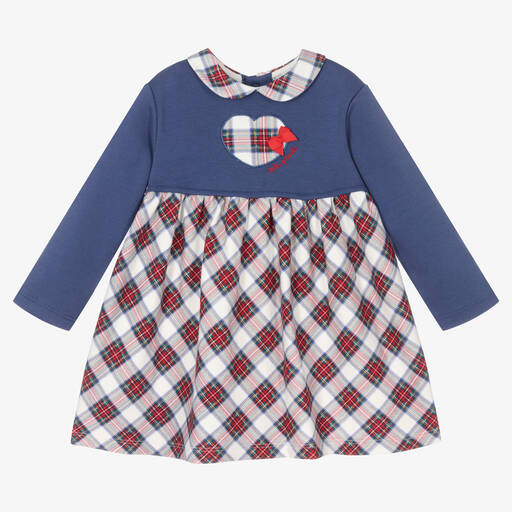 Tutto Piccolo-Синее платье и красные колготки для девочек | Childrensalon Outlet