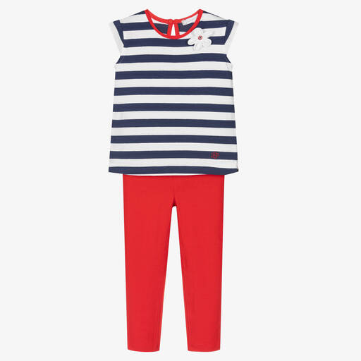 Tutto Piccolo-Girls Blue & Red Jeggings Set | Childrensalon Outlet
