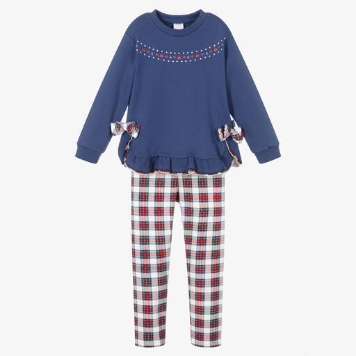 Tutto Piccolo-Girls Blue & Red Leggings Set | Childrensalon Outlet