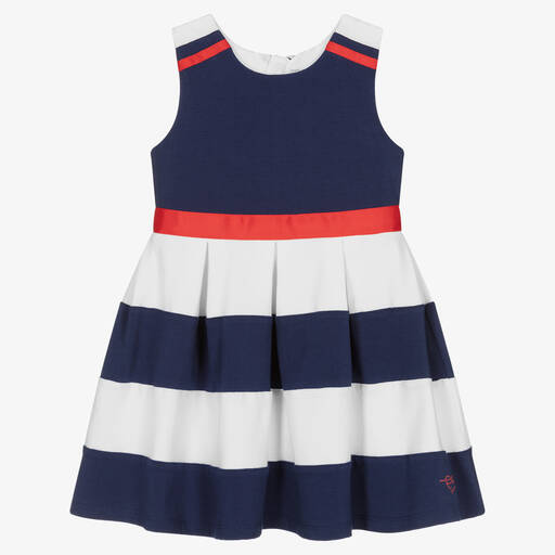 Tutto Piccolo-Хлопковое платье в синюю полоску | Childrensalon Outlet
