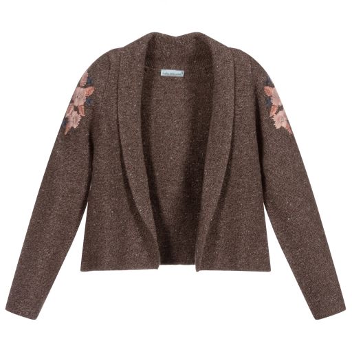 Tutto Piccolo-Girls Brown Floral Cardigan | Childrensalon Outlet