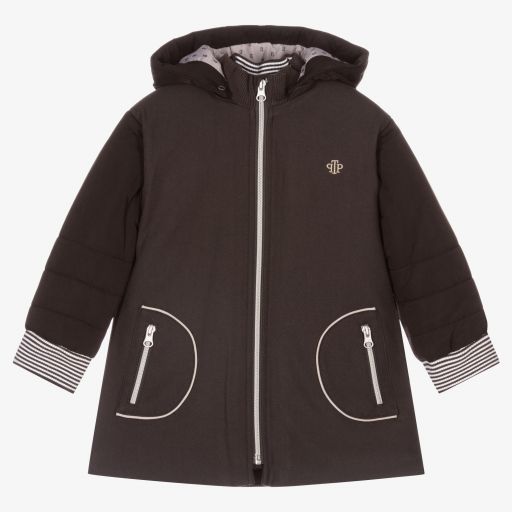 Tutto Piccolo-Girls Dark Grey Padded Coat | Childrensalon Outlet