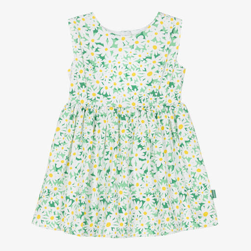 Tutto Piccolo-Girls Green Daisy Cotton Dress | Childrensalon Outlet