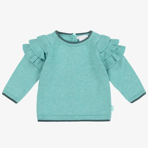 Tutto Piccolo-Girls Green Frill Sweater | Childrensalon Outlet