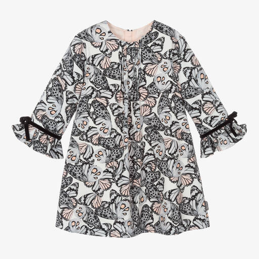 Tutto Piccolo-Серое платье с бабочками и носки для девочек | Childrensalon Outlet