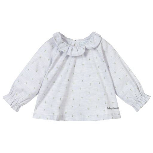 Tutto Piccolo-Girls Grey Cotton Blouse | Childrensalon Outlet