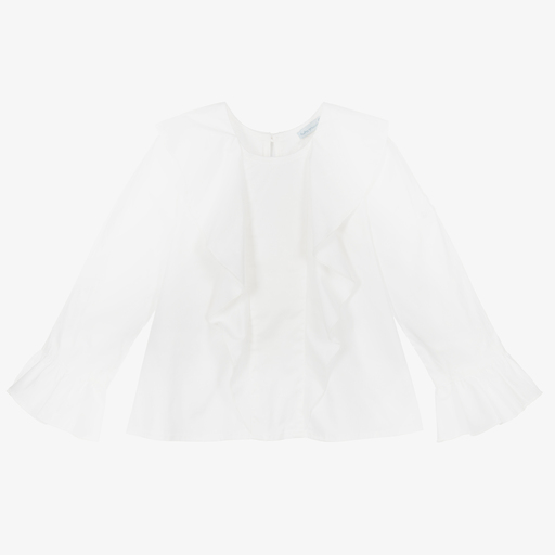 Tutto Piccolo-Girls Ivory Cotton Blouse | Childrensalon Outlet