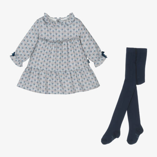Tutto Piccolo-Girls Patterned Blue Dress Ensemble | Childrensalon Outlet
