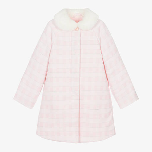 Tutto Piccolo-Manteau rose à carreaux fille | Childrensalon Outlet
