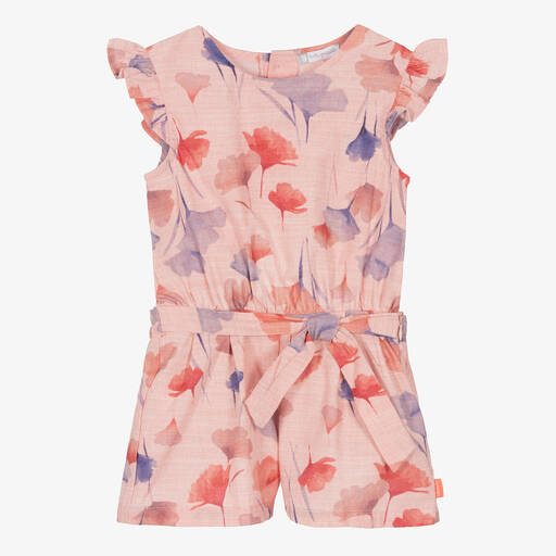 Tutto Piccolo-Girls Pink Cotton Floral Playsuit | Childrensalon Outlet