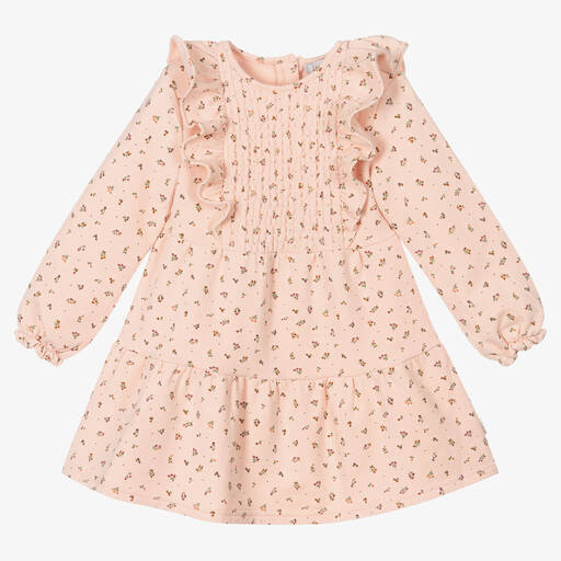 Tutto Piccolo-Girls Pink Cotton Ruffle Dress | Childrensalon Outlet