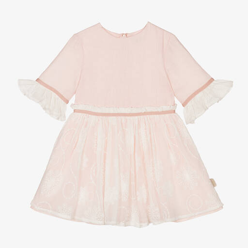 Tutto Piccolo-Розовое кружевное платье с вышивкой | Childrensalon Outlet