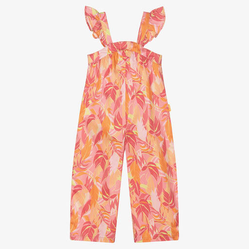 Tutto Piccolo-Girls Pink & Orange Cotton Jumpsuit | Childrensalon Outlet