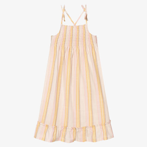 Tutto Piccolo-Girls Pink Striped Cotton Beach Dress | Childrensalon Outlet
