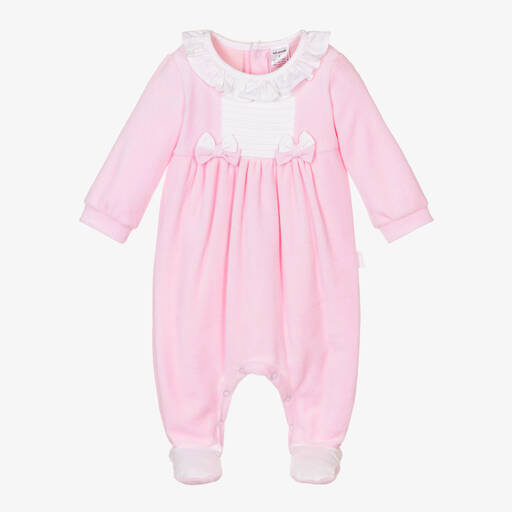 Tutto Piccolo-Girls Pink Velour Babygrow | Childrensalon Outlet