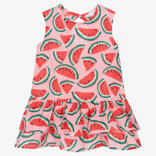 Tutto Piccolo-Розовое хлопковое платье с арбузами | Childrensalon Outlet