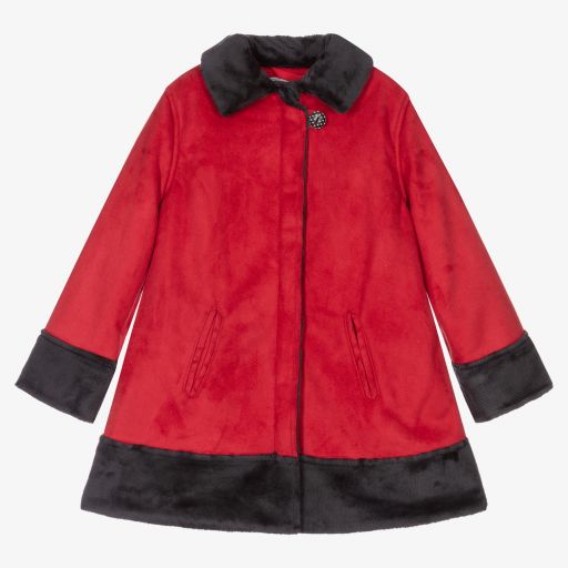 Tutto Piccolo-Girls Red Faux Suede Coat | Childrensalon Outlet