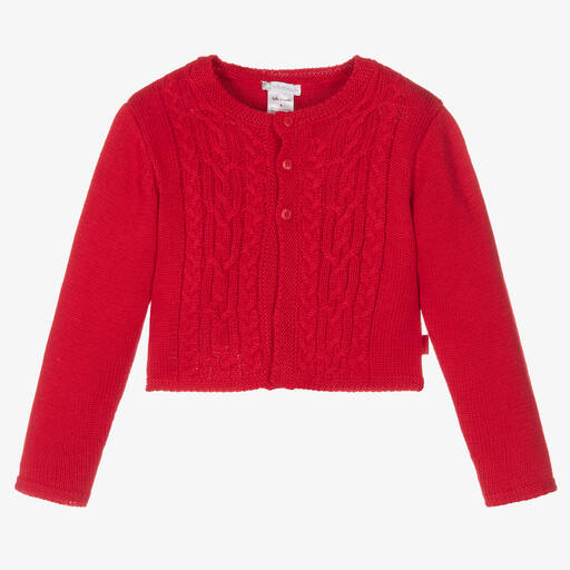 Tutto Piccolo-Girls Red Knitted Cardigan | Childrensalon Outlet
