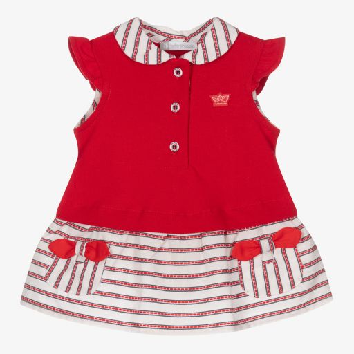 Tutto Piccolo-Baumwollkleid in Rot und Weiß (M) | Childrensalon Outlet