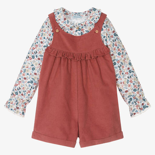 Tutto Piccolo-Girls Rose Pink Dungaree Set | Childrensalon Outlet